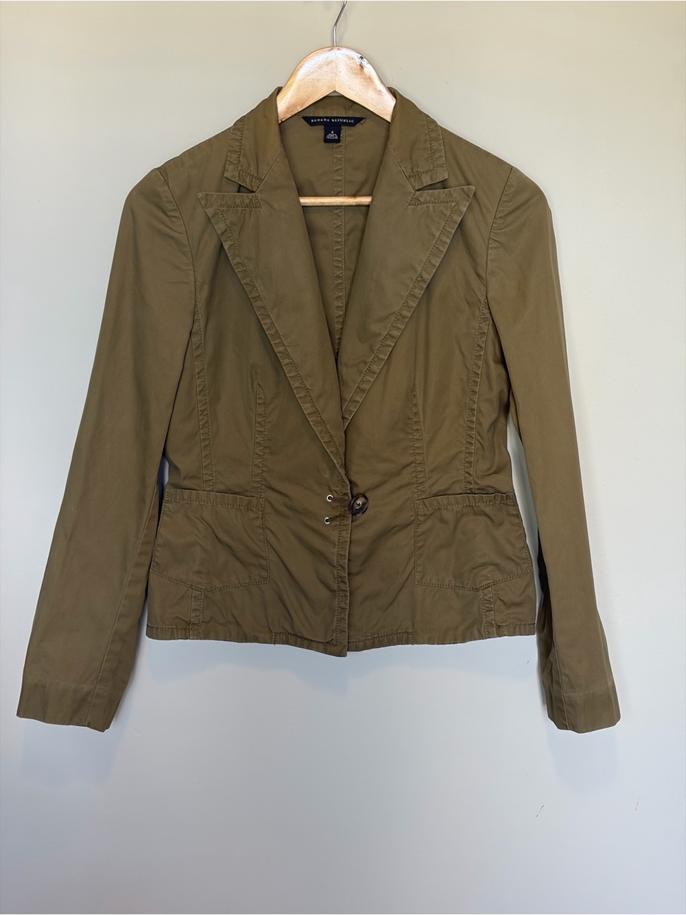Banana Republic Olive Cotton-Blend Tailored Blazer